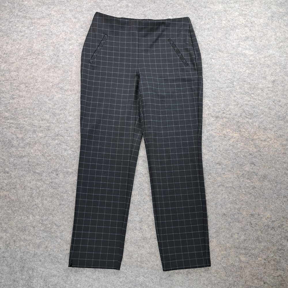 Chicos Pants Womens 00 XS 2 Ankle Blue Plaid Pull On Fabulously Slimming Ponte